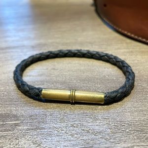 Braided Leather Brass Magnet Bracelet - Handmade in Hudson, NY